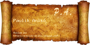 Paulik Anikó névjegykártya